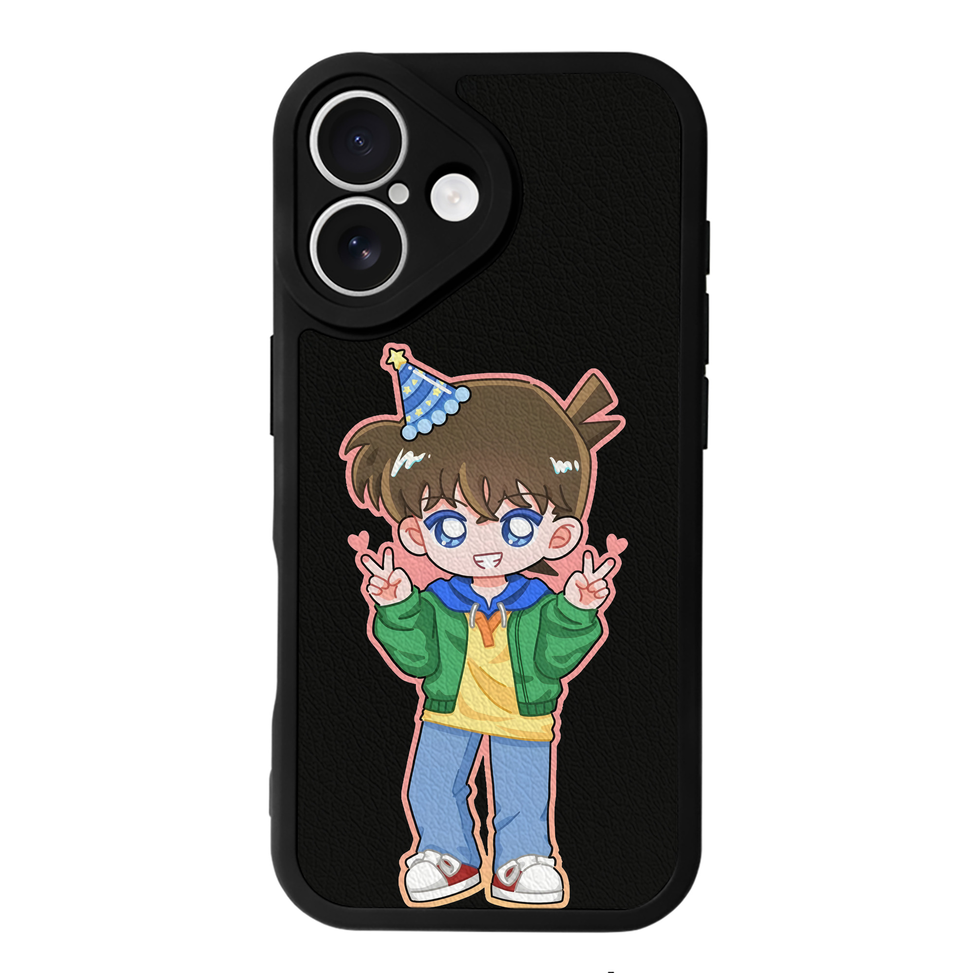 （画像用） 名探偵コナン 江戸川 コナン Detective Conan Conan Edogawa 【iPhone 16シリーズ対応】シリコンスマホケース（レザー調） 材質：シリコン